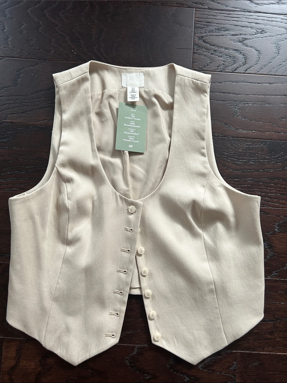 H&M Light Beige Button-Front Women's Vest Sz - Medium